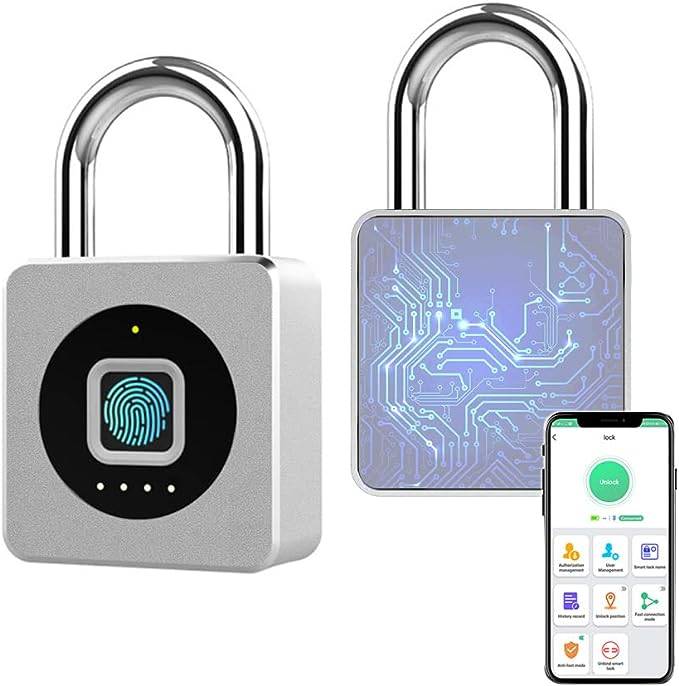 Candado para casillero de gimnasio eLinkSmart, desbloqueo de aplicaciones móviles/huellas dactilares, resistente al agua, candado biométrico para gimnasio, equipaje, casillero, almacenamiento, tipo C