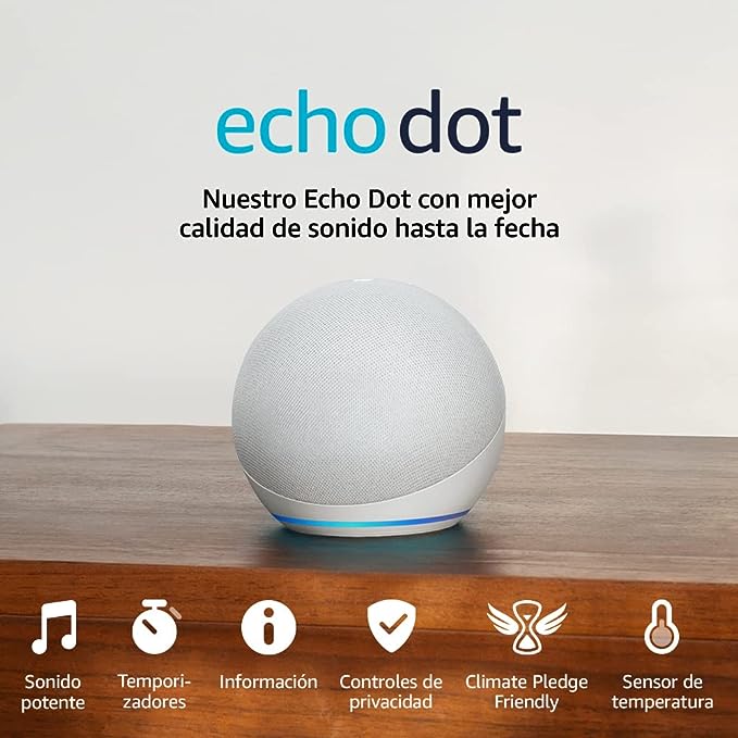 Echo Dot (5.ª generación, modelo de 2022) | Altavoz inteligente wifi y Bluetooth con Alexa, con sonido más potente y de mayor amplitud