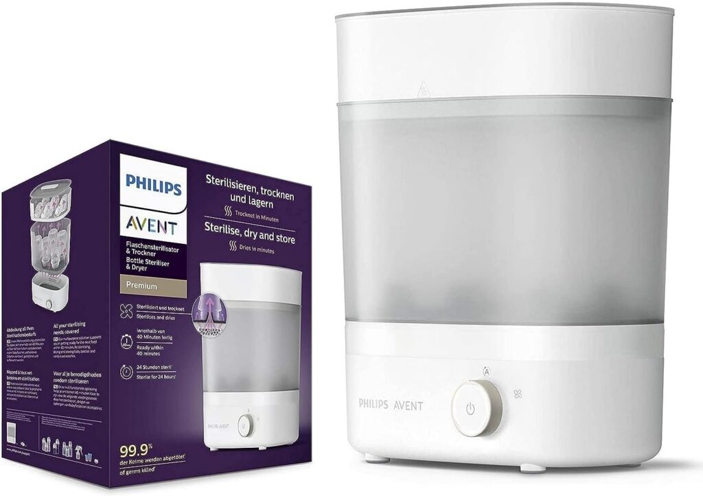 Philips Esterilizador y secador de botellas premium Avent, mata el 99,9% de los gérmenes*, permanece estéril durante 24 horas*