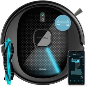 Cecotec Robot Aspirador Conga 7490 Immortal X-Treme con Navegación Láser. Limpieza 4 en 1: Barre, Aspira, Friega y Pasa la Mopa, 2600 Pa, 120 Minutos de autonomía, Cepillo Multifunción, 2 Mopas