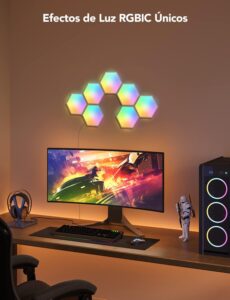 Govee Glide Hexa Light Panels, Luces LED Inteligentes de Pared en Forma de Hexágono, Luces Wi-Fi RGBIC Funciona con Alexa y Google Assistant para Sala de...