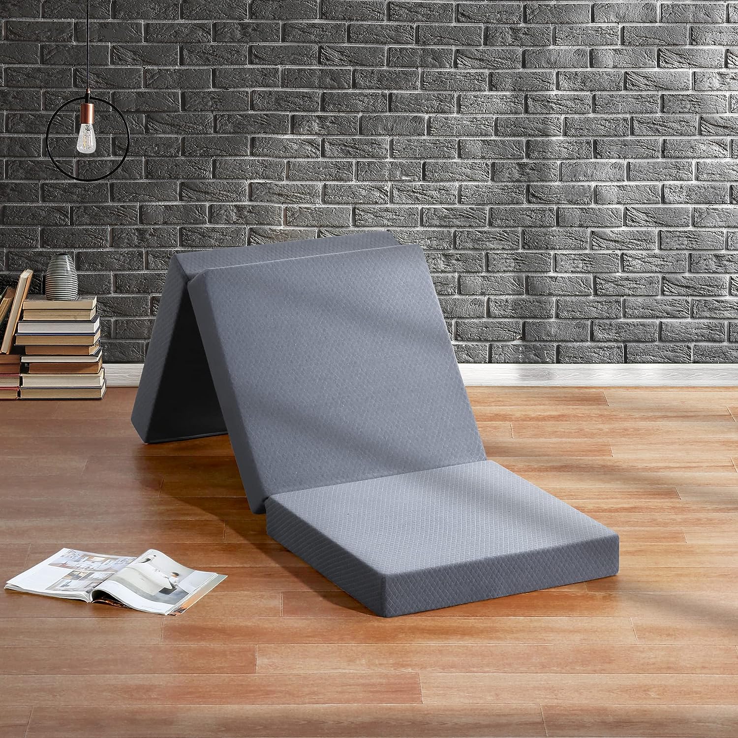 Oleesleep 10cm Tri-Folding Colchón de Espuma / Colchón de Invitados / Colchón Plegable / Colchón Portátil / Oeko-Tex / CertiPUR-US / 2 Layered / Gris / 65 x 195cm