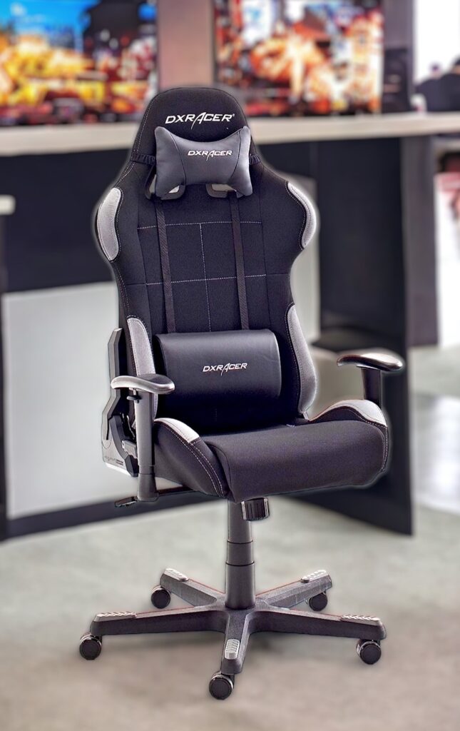 Robas Lund DX Racer 5 - Silla de Escritorio/Oficina/Gaming, con Ruedas, Altura Ajustable, Tapizada, Reposabrazos, Madera, color Negro/Gris, 74 x 52 x 123-132 cm