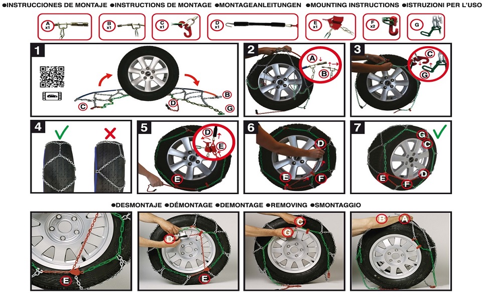 instrucciones de montaje cadena de nieve paso a paso