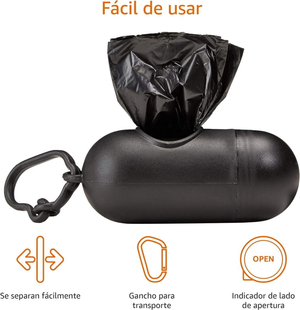 Amazon Basics - Bolsas para excrementos de perro con dispensador y clip para correa, Sin fragancia, 300 Unidad, 15 Paquetes de 20