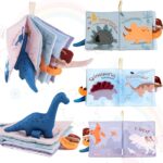 Richgv Libros Bebes Juguetes Bebes 0-3-6-12 Meses, Dinosaurio Libros Sensorial Suave de Actividades para Bebes, Regalos Juguetes Bebe 1 año