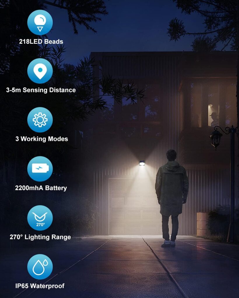 Luz Solar Exterior [6 Paquete/3 Modes] SEZAC 270° Súper Brillante Focos Led con Sensor de Movimiento, IP65, para Jardin, Garajes, Caminos, Puertas Delanteras