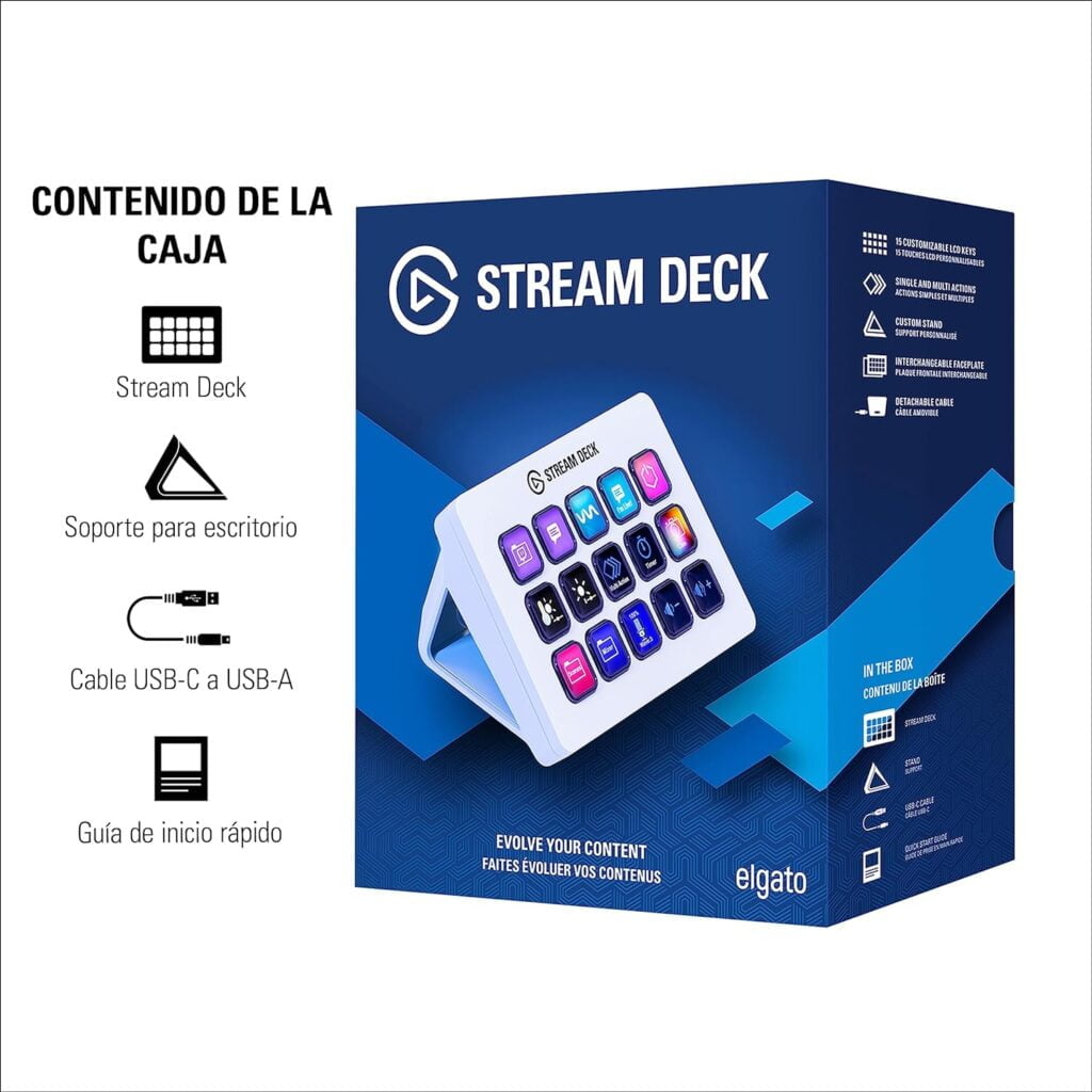 Elgato Stream Deck MK.2 – Controlador de estudio USB, 15 teclas macro, activa acciones en apps y software como OBS, Twitch, ​YouTube y otros, funciona en Mac y PC