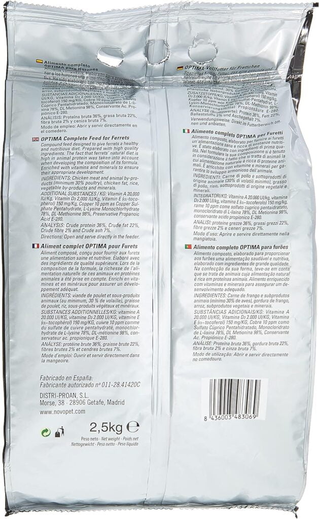 Novopet Alimento Hurones Optima - 2500 gr