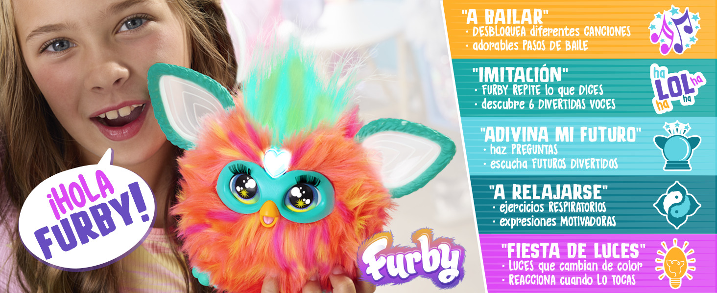 FURBY ¡Habla, canta, baila, bromea, se ilumina, habla su propio lenguaje Furbish y responde a tu voz!