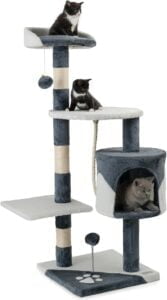 lionto Árbol rascador para Gatos Altura 112 cm, Gris/Blanco