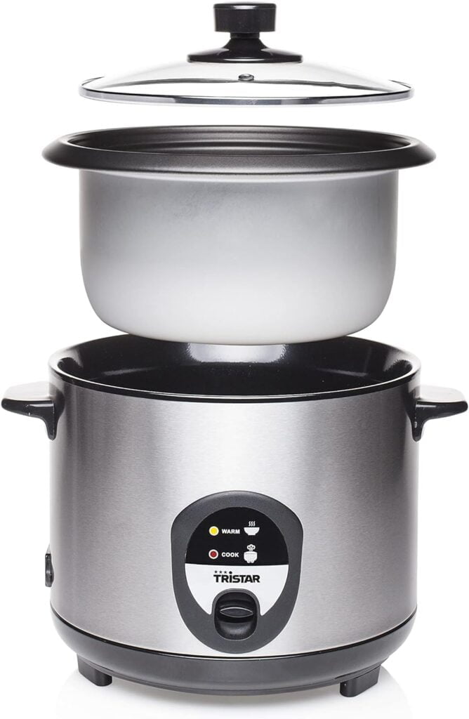 Tristar RK-6127 Arrocera, Capacidad 1.5 l, Función para Mantener el Calor, Apagado Automático, Incluye Taza Medidora, Espátula y Cuchara, revestimiento...