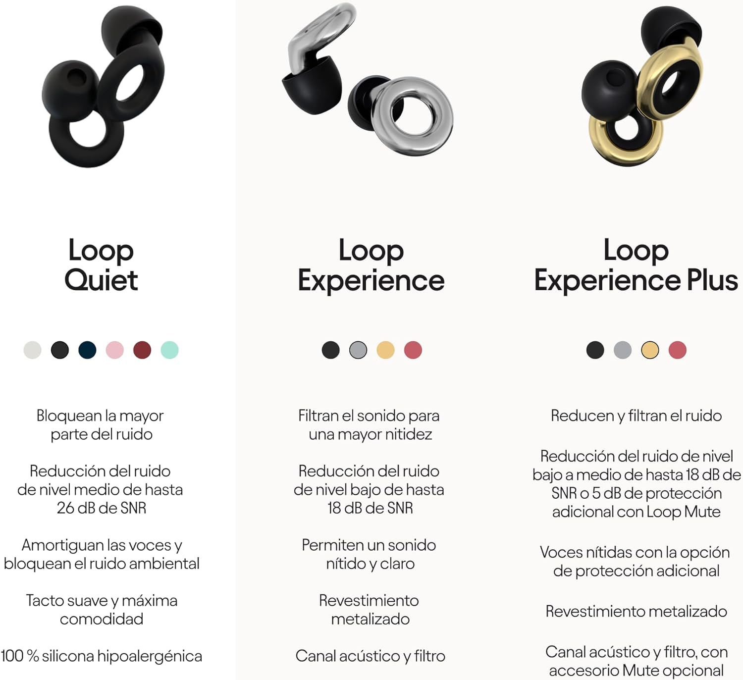 Loop Quiet Tapones para la reducción del ruido - Protección auditiva supersuave y reutilizable de silicona, para dormir y combatir la sensibilidad al ruido...