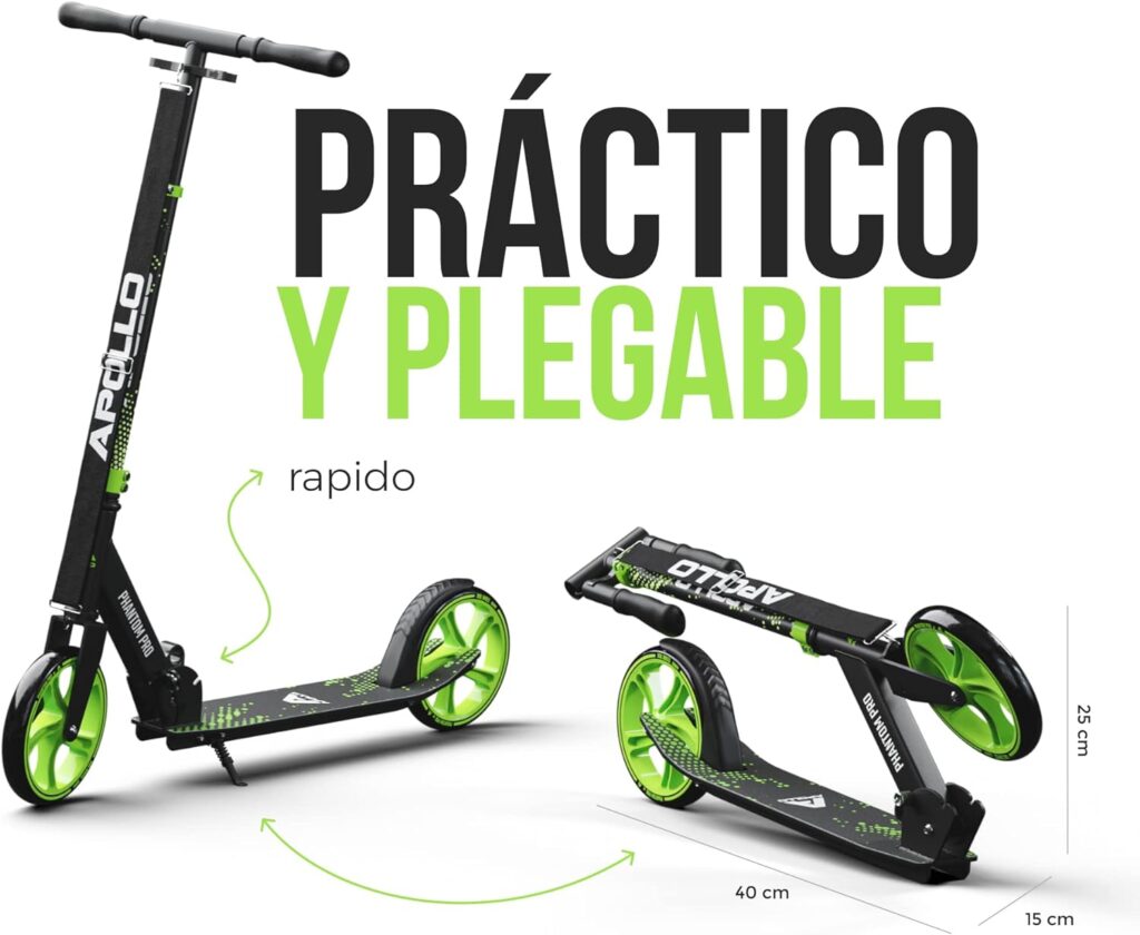 Apollo Phantom Pro City Scooter XXL Ruedas – Patinete Ruedas Grandes con Freno – Patinete Niño – Patinete Adulto – Scooter Plegable, Ajustable en Altura – Scooter para Adultos y Niños