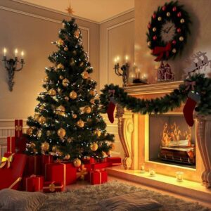 Árbol de Navidad Artificial, 120cm/150cm/180cm/210cm, de PVC difícilmente inflamable, Montaje rápido, Plegable, Incluye Soporte de Metal (150 CM, Árbol Verde)