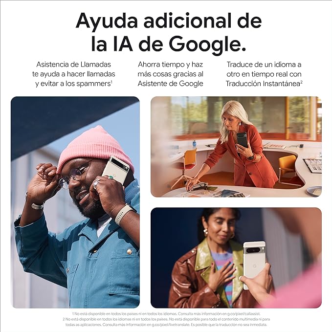 Google Pixel 8 Pro -Smartphone Android libre con lente teleobjetivo, batería con autonomía de 24 horas y pantalla Super Actua - Porcelana, 128GB