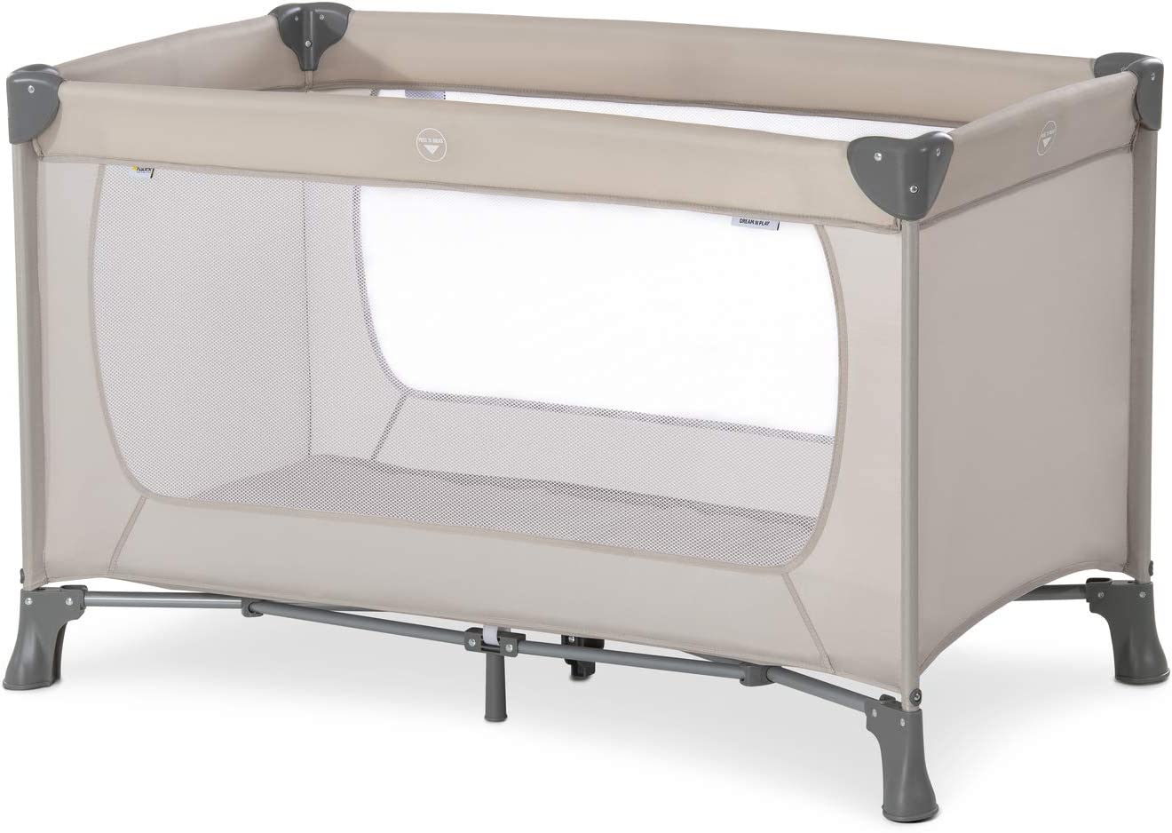 hauck Cuna de Viaje Dream N Play, Parque Infantil desde Nacimiento hasta 15 kg, Cuna Viaje Bebe, Corral Bebe con Bolsa de Transporte, Cuna de Playa, 120x60 cm, Beige