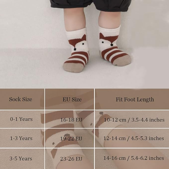 FedMois Calcetines Antideslizantes de Algodón para Bebé Niño Niña Pack de 5