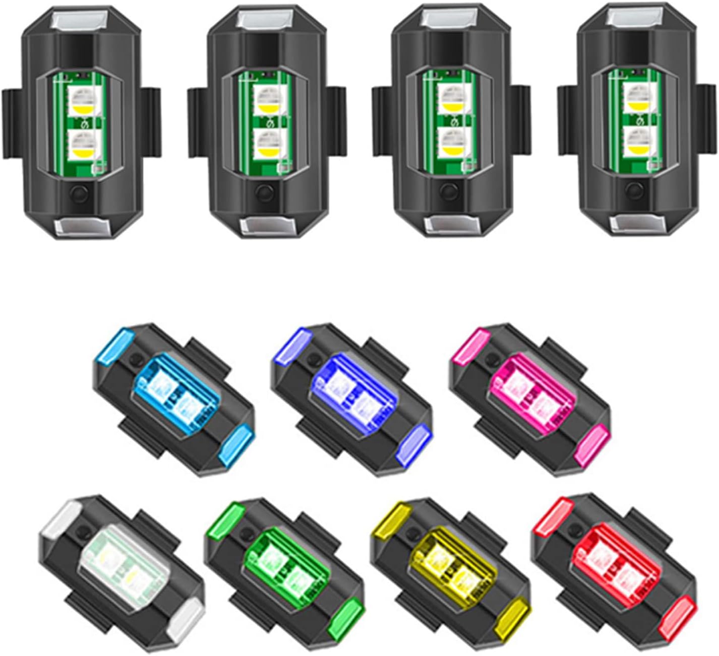 4Pcs Drone Strobe Light, 7 Colores Luz estroboscópica para drones Luz anticolisión Luces de advertencia nocturnas para dron