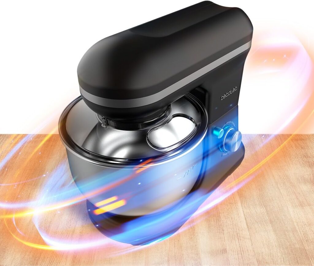 Cecotec Batidora Amasadora Cecomixer Merengue 5L 1200 Black. 1200 W en 6 Niveles, 5 Funciones, Movimiento Planetario, Diseño Elegante, Bol de Acero de 5 L y...