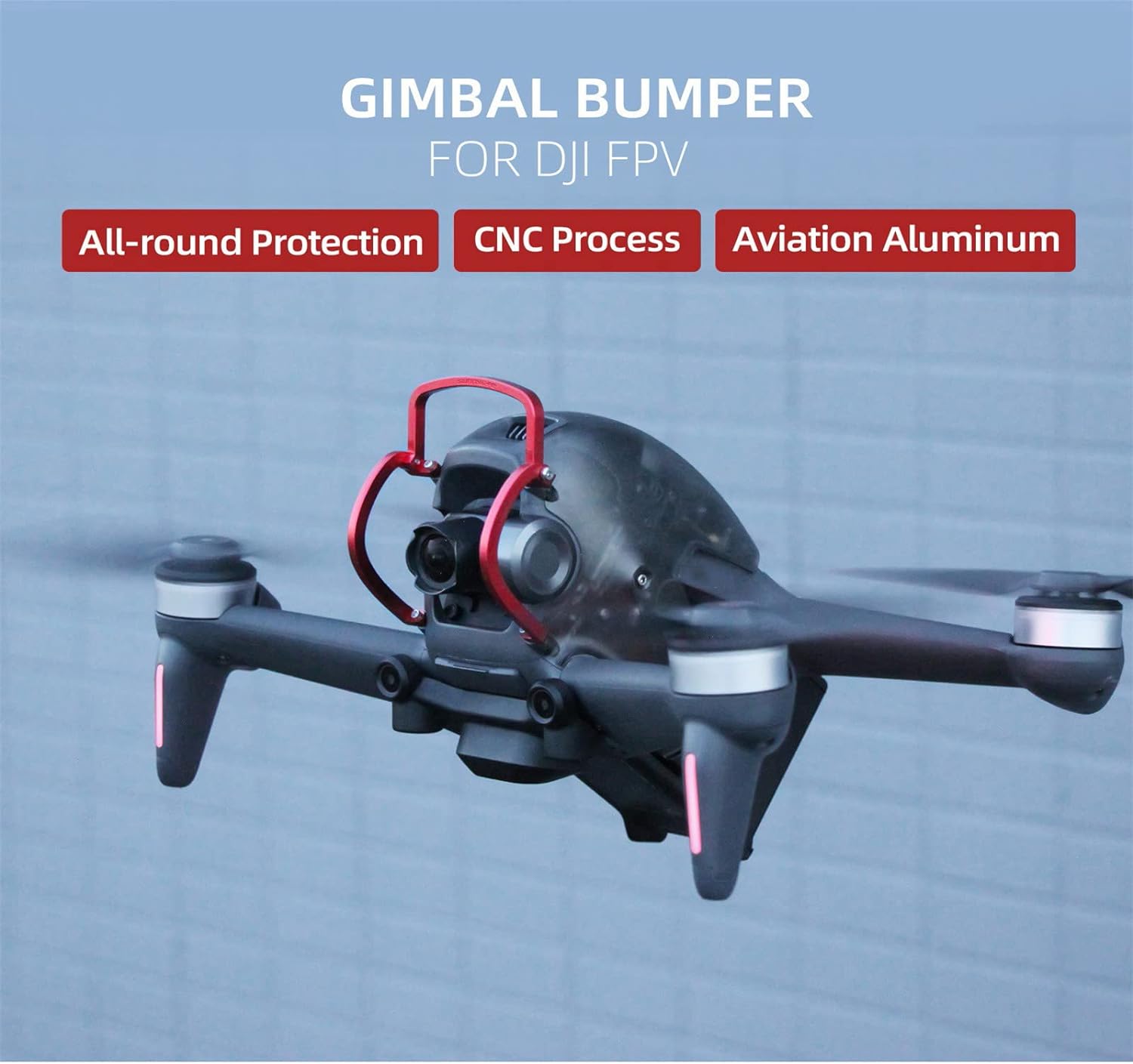 ZJRXM FPV Combo Drone Parachoques Protector Barra de Protección Soporte Cardán Cámara Bumper para DJI FPV Drone Accesorios (Rojo)