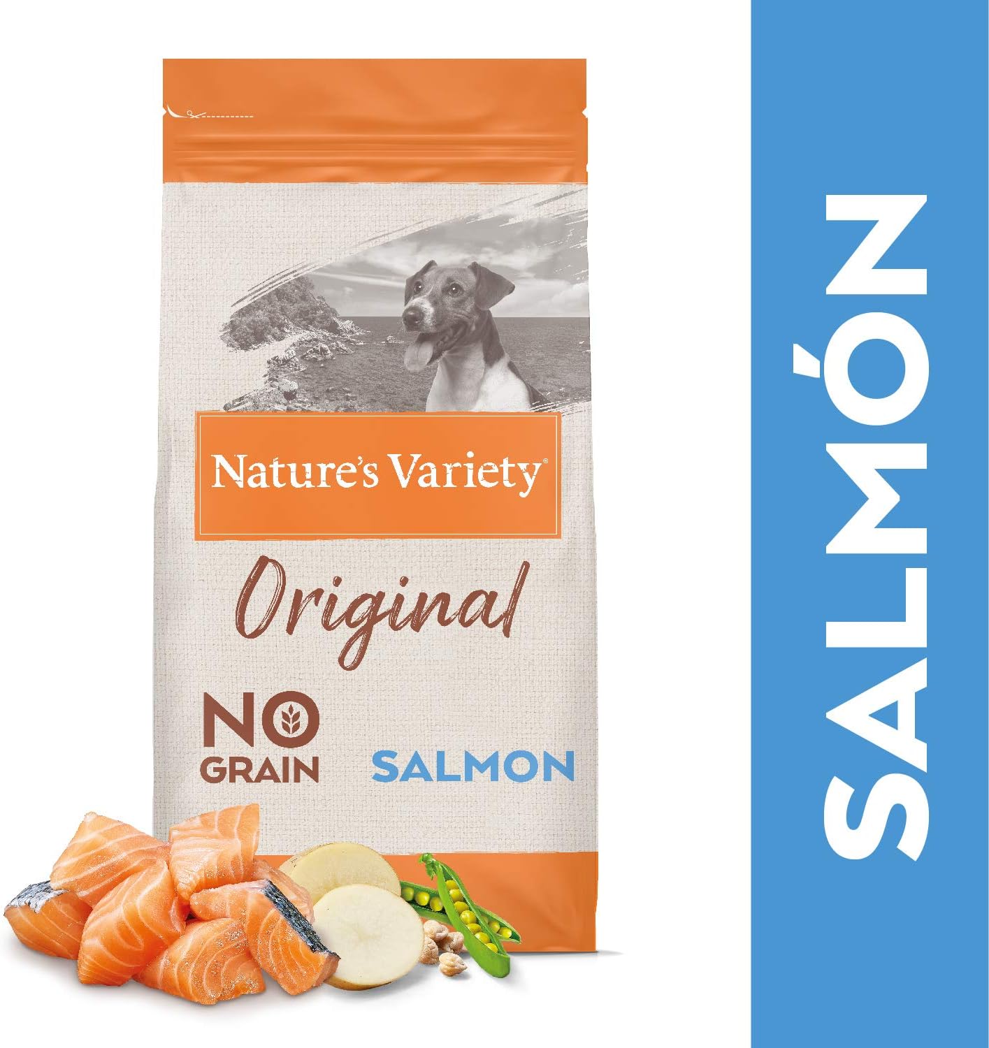 Nature's Variety Original No Grain, Pienso para Perros Adultos Pequeños, Sin cereales, con Salmón sin espinas, 7kg