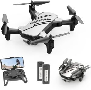 DEERC D20 Mini Dron con Cámara 720P HD FPV Control Remoto Cuadricóptero para Adultos o Niños con Tap Fly 2 Baterías, Plegable, Auto Hover, Control de Voz/Gestos, Ajuste de Velocidad, 3D Flip
