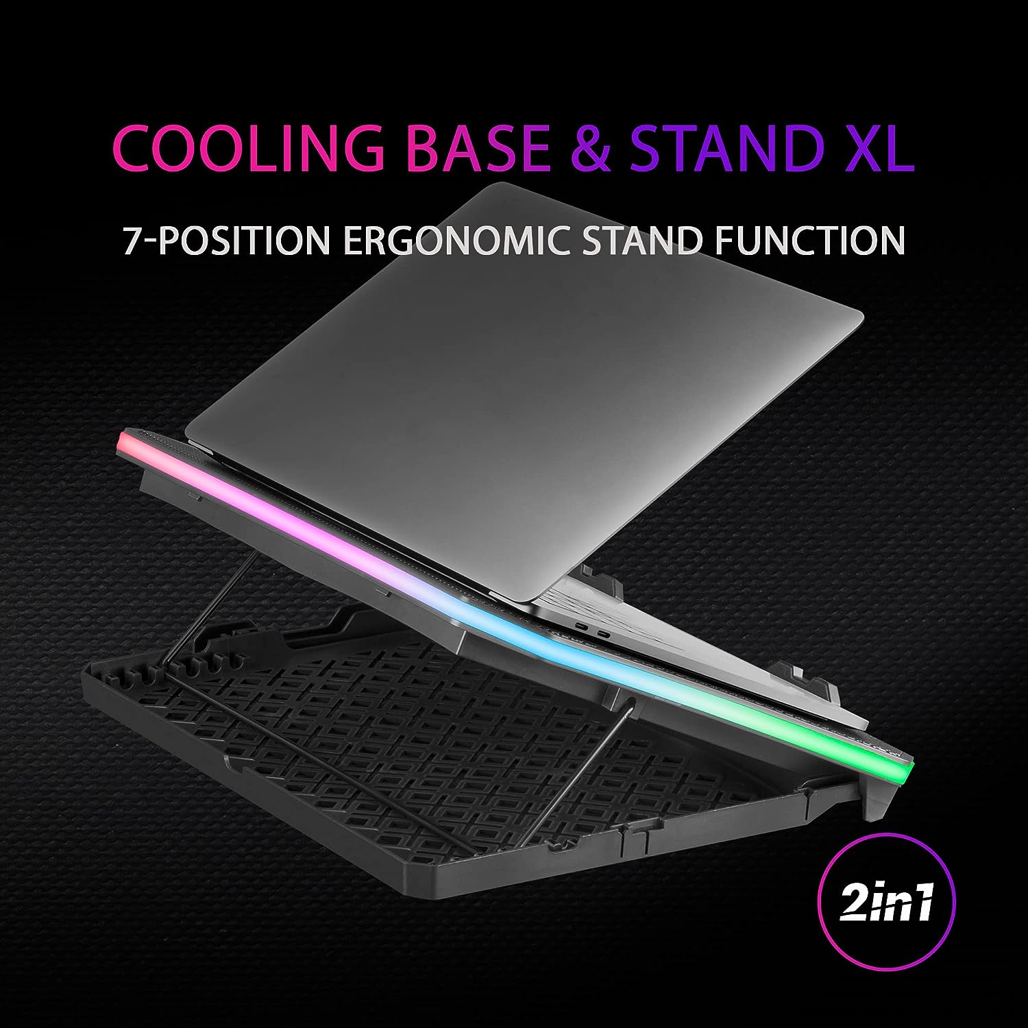 Mars Gaming MNBC6, Base Refrigeradora + Stand XL 19'' ARGB, 3 Ventiladores, Soporte para Móvil