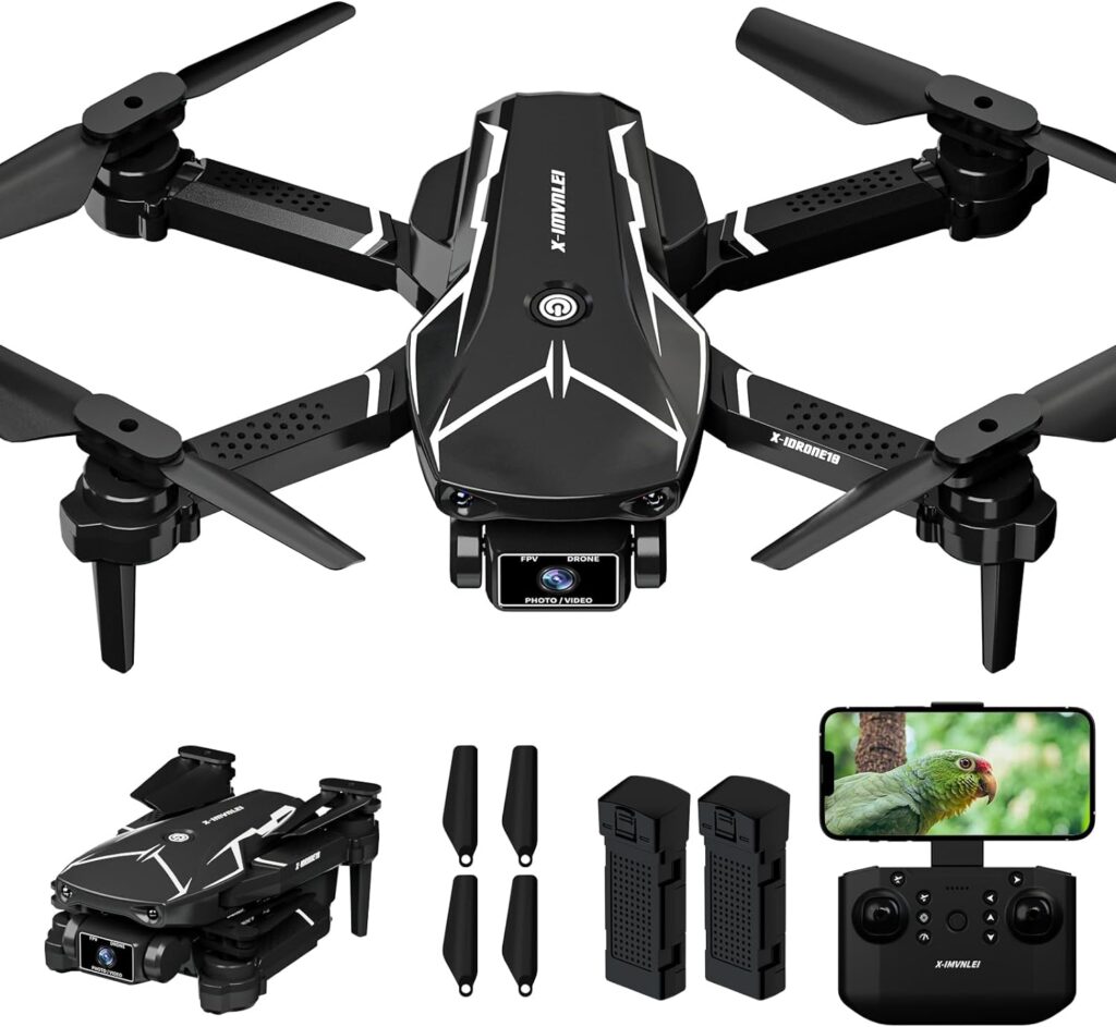 X19 Drones con Cámara 720P Plegable Drones, Doble Cámara Retención de Altitud, APP Control Drone para Principiantes, FPV Helicopter Quadcopter con Control.