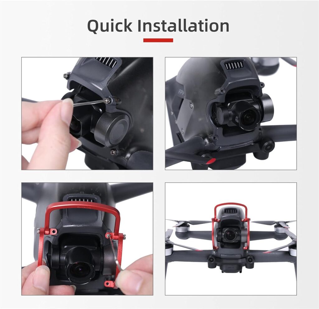 ZJRXM FPV Combo Drone Parachoques Protector Barra de Protección Soporte Cardán Cámara Bumper para DJI FPV Drone Accesorios (Rojo)