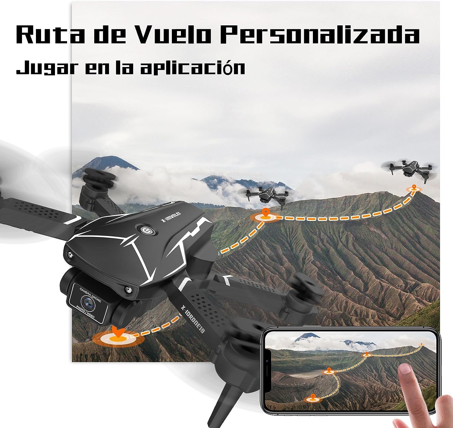 X19 Drones con Cámara 720P Plegable Drones, Doble Cámara Retención de Altitud, APP Control Drone para Principiantes, FPV Helicopter Quadcopter con Control.