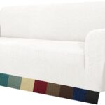 MAXIJIN Funda elástica para sofá de 3 plazas para Sala de Estar Jacquard, 1 Pieza, Protector de Muebles para Perros (Blanco)
