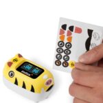 Puloxímetro pediátrico Pulox PO-230 en amarillo Pulsioxímetro pediátrico con patrón adhesivo