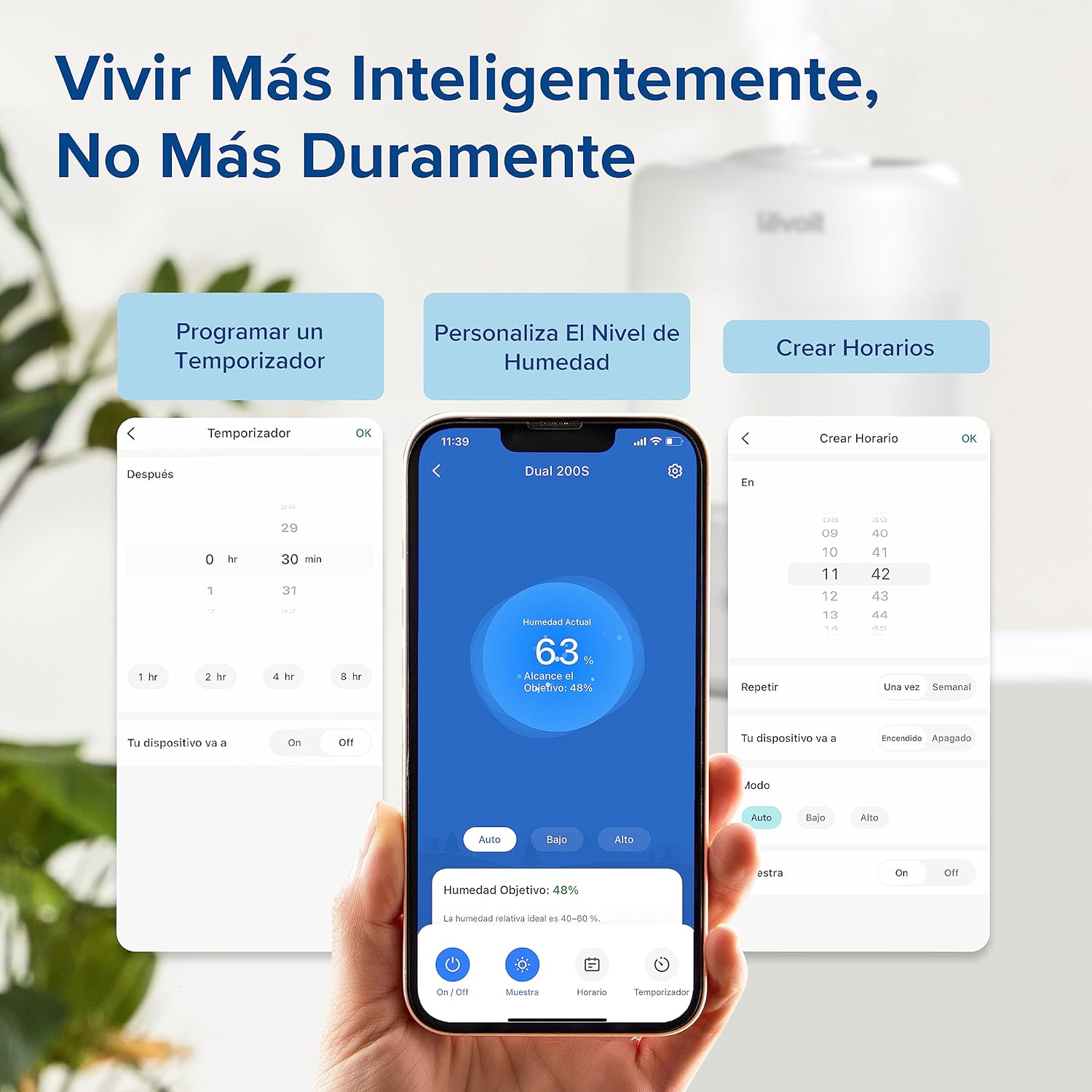 LEVOIT 3L Top-Fill Humidificador con aplicación para móvil, perfecto para el uso con bebés, alivia sus mocos y bienestar.
