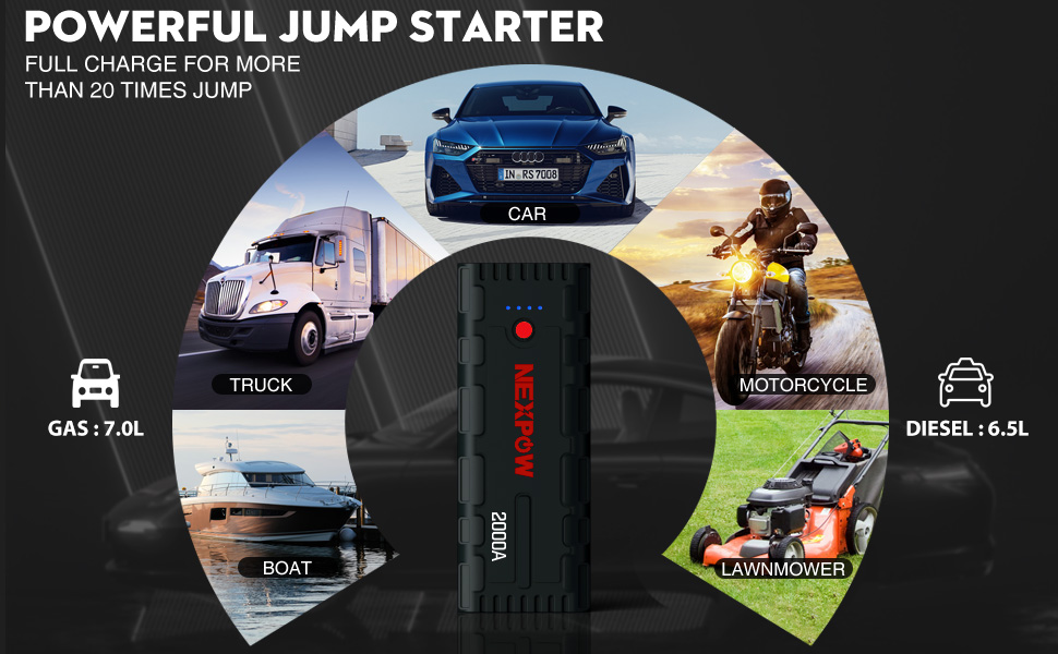 nexpow arrancador de coches muchos usos