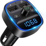 LENCENT Transmisor FM Bluetooth para Coche, Manos Libres Inalámbrico, Reproductor MP3, Adaptador de Radio, Soporte Tarjetas SD