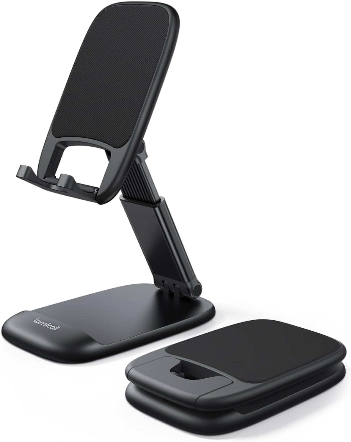 Lamicall Soporte Móvil Mesa, Soporte Teléfono Plegable - Base Móvil Escritorio Ajustable, Soporte Universal para iPhone15 Pro MAX, 14/13/12/11 Pro MAX Plus Mini Samsung, Xiaomi y Otro Smartphone
