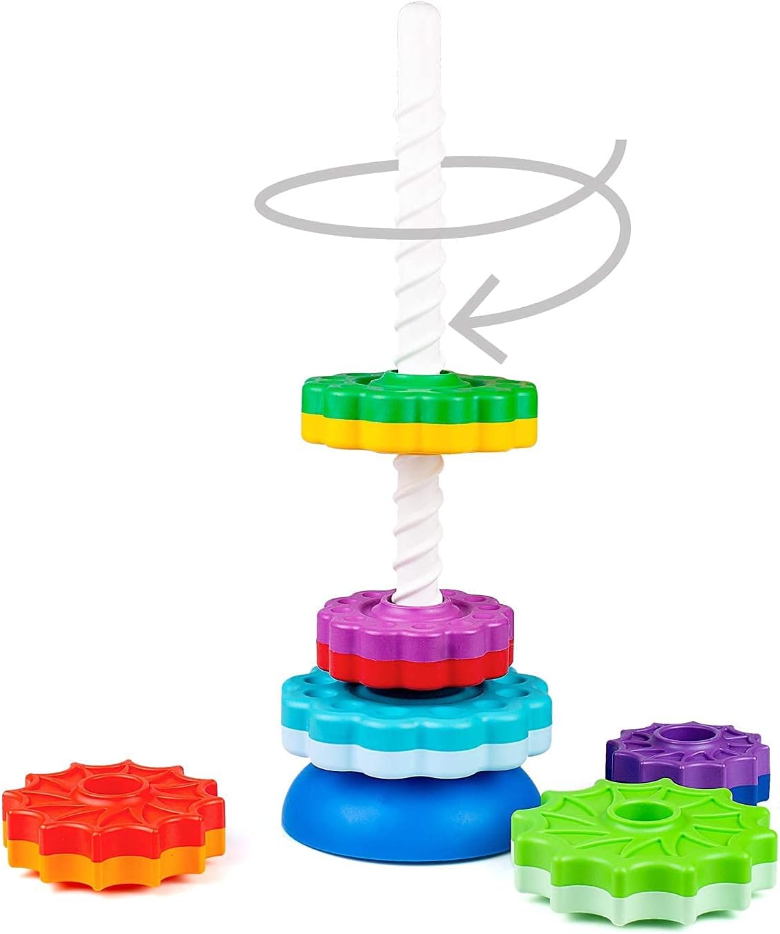 FancyBaby Juguetes Bebe 1 año apilable Gigante Anillas apilables Bebe Anillos de Engranaje Juguetes, Juguetes niños 1 año, Regalo Bebe 1año, 40 cm