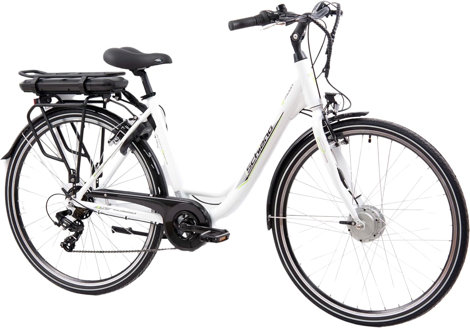 F.lli Schiano E- Moon 28", Bicicleta eléctrica, Adultos Unisex, 250W, Bateria de Litio Extraible 36V 13Ah 468Wh, Shimano 7 Velocidade