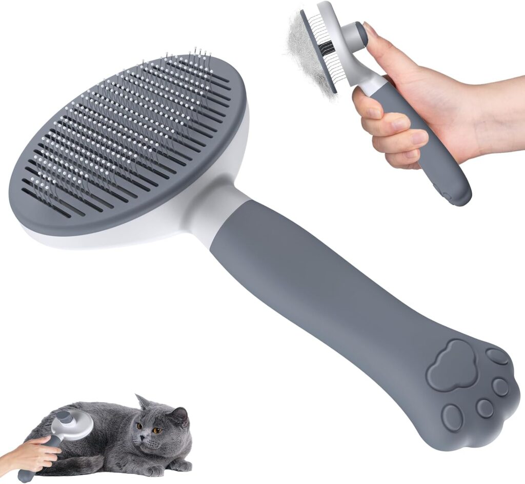 Cepillo para Gatos y Perros Zivacate [Agarre Ergonómico y Limpieza con un Solo Clic y Patented Design] Cepillo Quitapelos Mascotas para Perros/Gatos/Conejos
